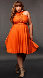 оранжевое платье для полных