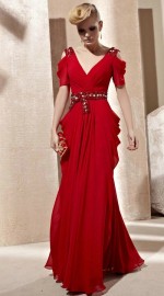 элегантное красное вечернее платье