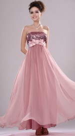 длинное розовое платье