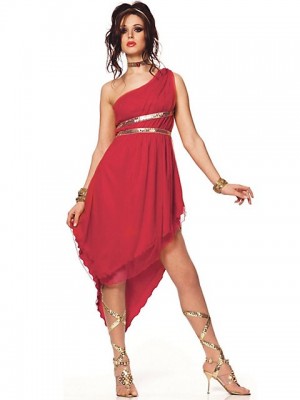 красное римское платье